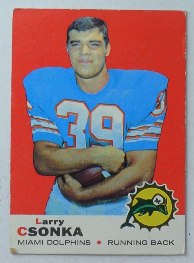 1969 Larry Csonka Rookie Card: Larry Csonka of the Miami Dolphins 1969 rookie card, good condition