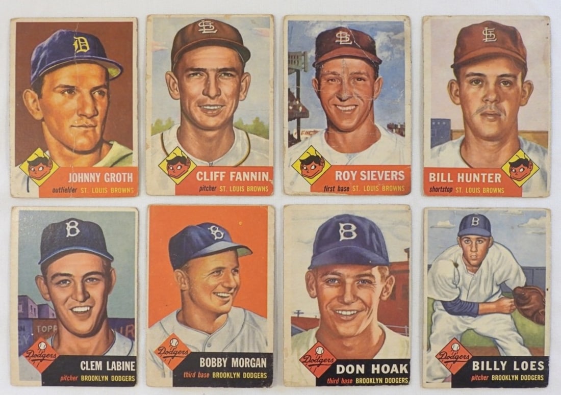 1953 TOPPS Browns & Dodgers 8 Card Lot (1 of 2)