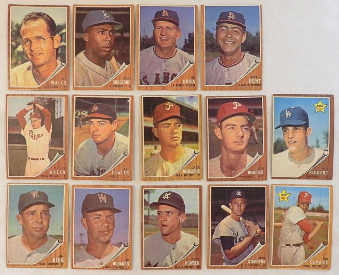 1962 TOPPS Mixed Teams Baseball Card Lot 14 (1 of 2)