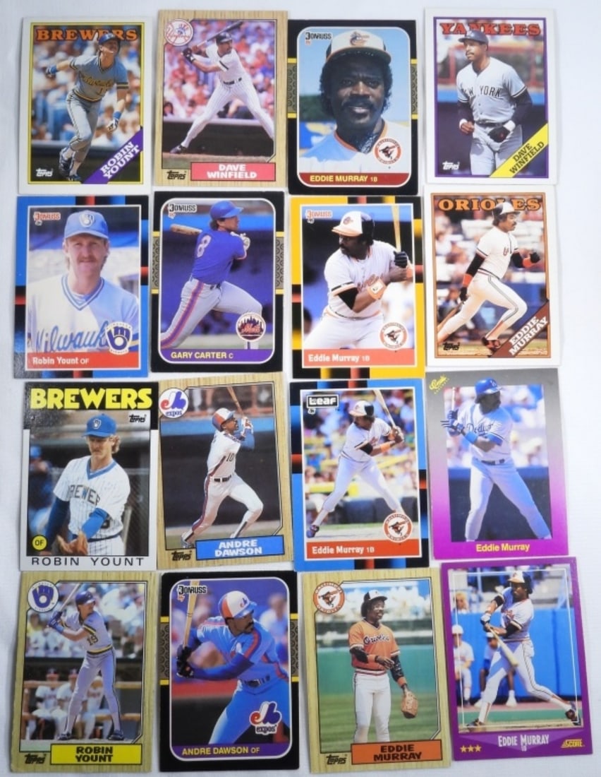 (16)Mixed Lot Of Baseball Cards: Including Eddie Murray, Andre Dawson, Gary Carter, Dave Winfield, and Robin Yount