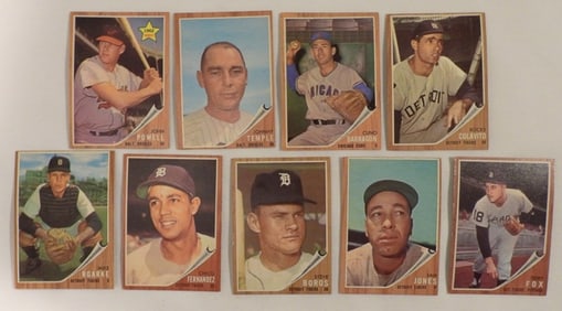 1962 TOPPS Baseball Card Lot Of 9