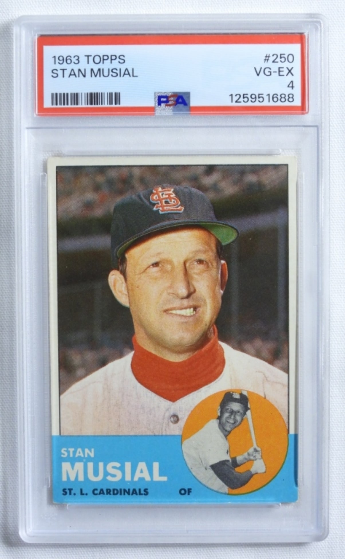PSA 1963 TOPPS Stan Musial #250: PSA 1963 TOPPS Stan Musial #250 VG-EX 4 (125951688)