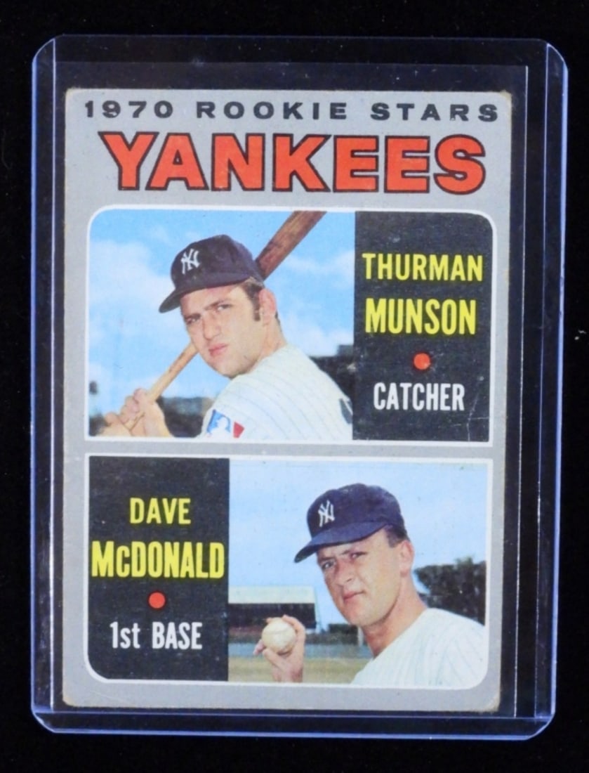1970 Yankees Rookie Stars Card: 1970 Yankees rookie stars card, Therman Munson and Dave McDonald TOPPS #189 VG-EX