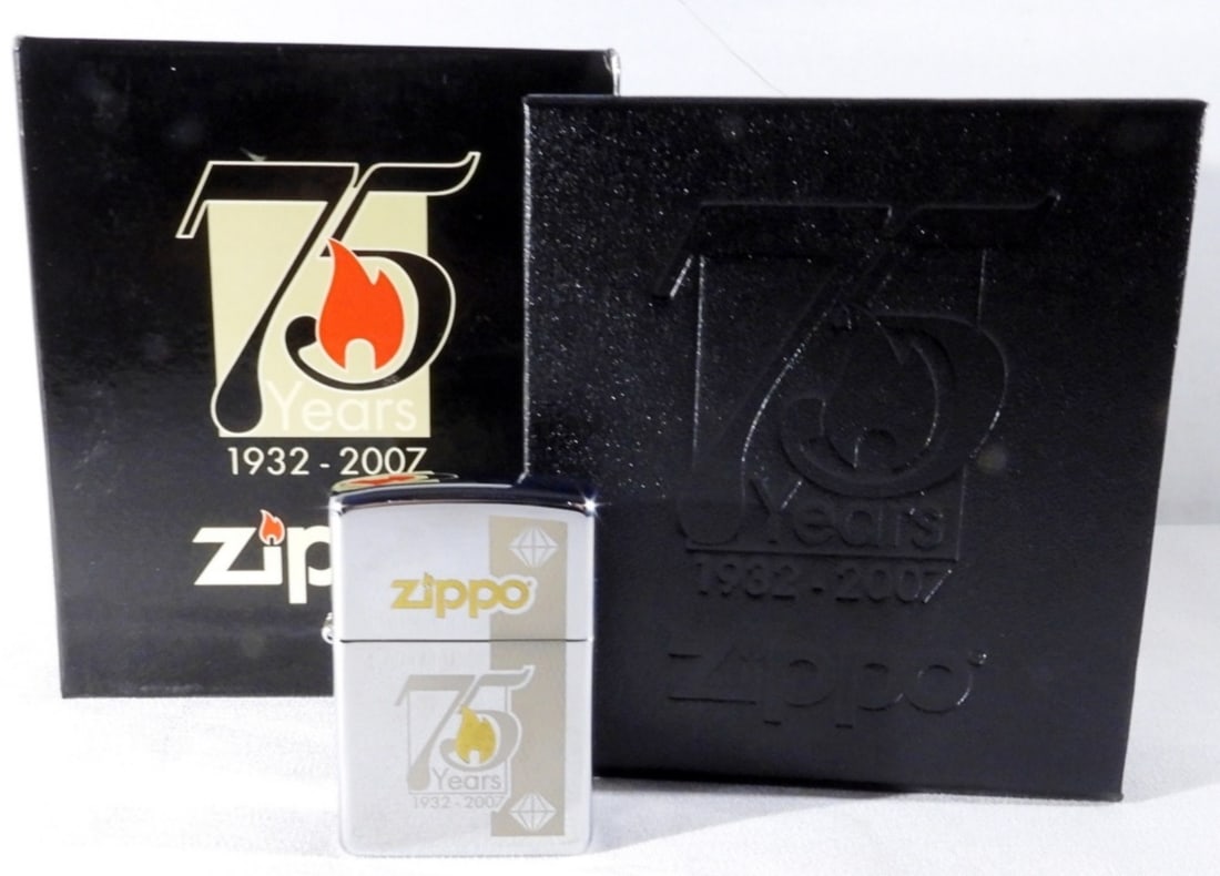 Unfired 75 Years Commemorative Edition Zippo: Unfired. Comes in its original box, 75 years, 1932-2007 of Zippo. Commemorative Edition