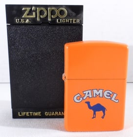 Fired 1992 Orange Matte Camel Logo Zippo