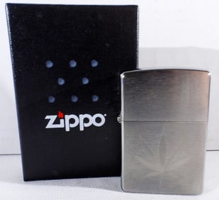 Sealed 2023 Chrome Marijuana Leaf Zippo