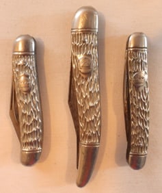 3 Imperial Pocket Knives Silver Tone