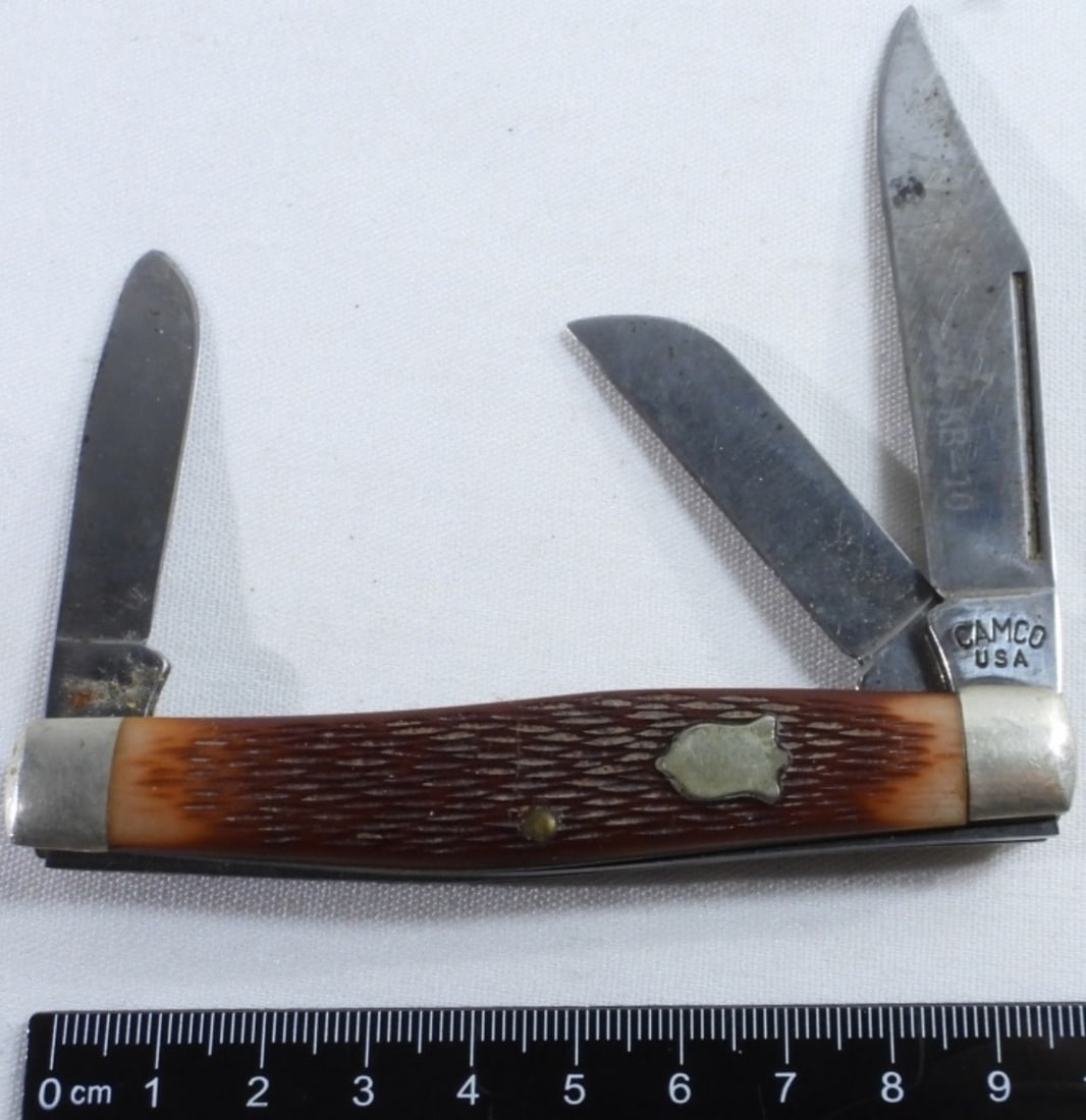 Camco Three Blade Pocket Knife: 772 series with a bone style handle