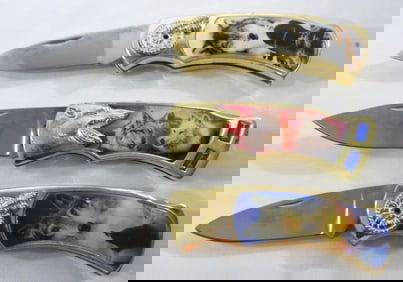 (3) Wolf Handle Lock-Back Knives