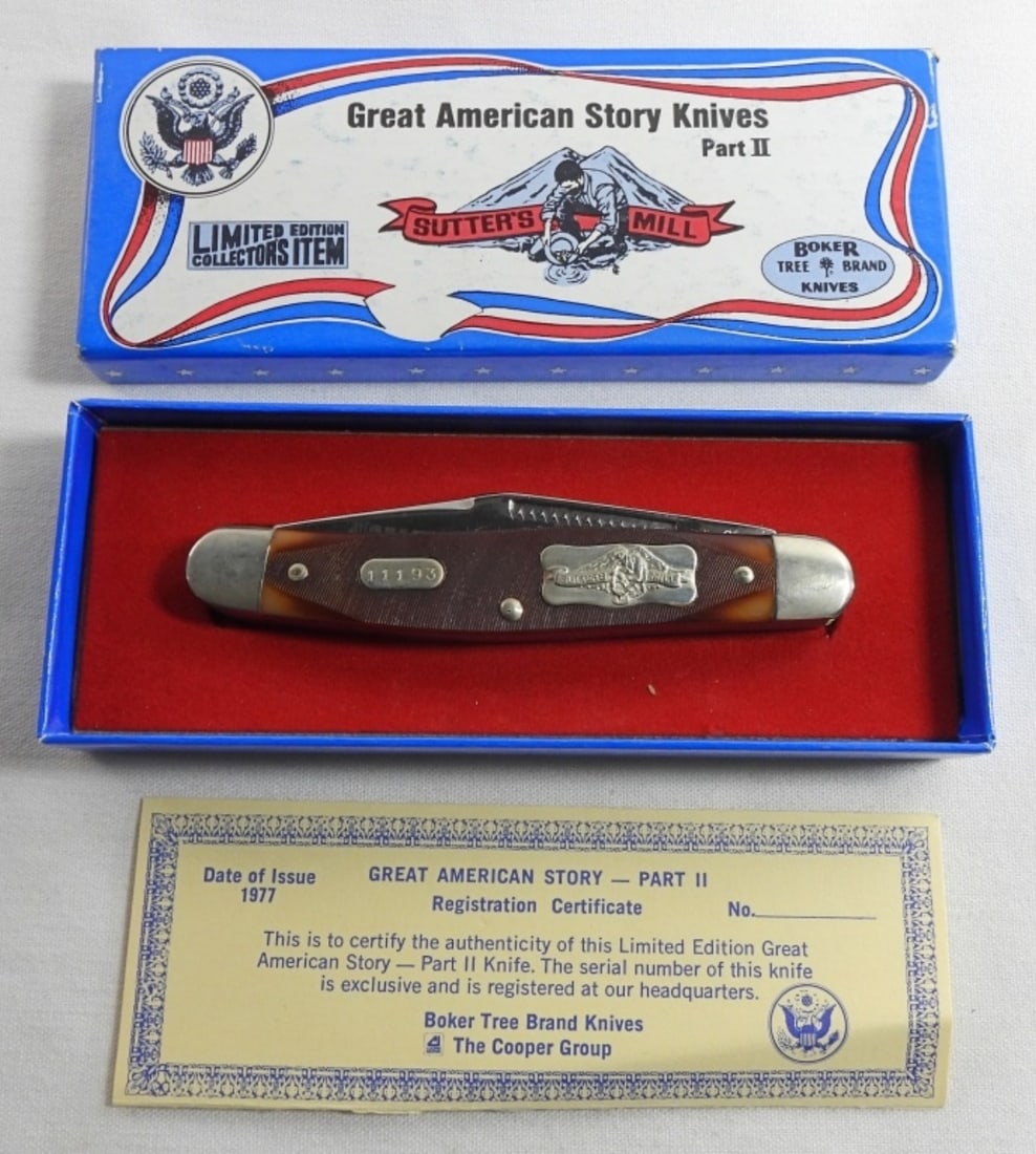 1786 Sutter's Mill Three-Blade Pocket Knife: Like new in the box. Boker