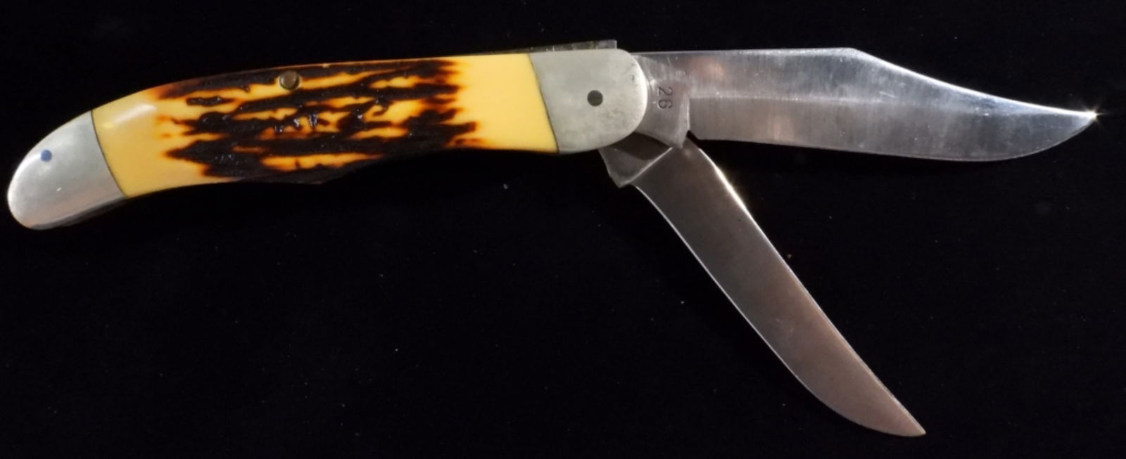 Camillus Folding Pocket Knife: Two-Blade. Sword Brand Hand Made bone handle