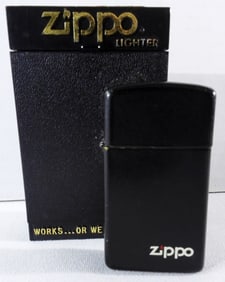 1988 Black Matte Slim Zippo Fired