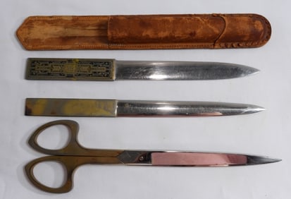Vintage S. Salm Scissors & 2 Letter Openers