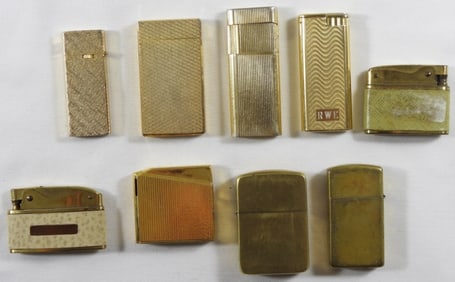 9 Gold-tone Lighters