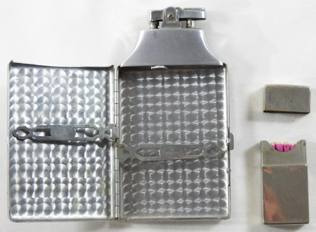 Mastercase Lighter And A Matchstick Case: A vintage Mastercase lighter and a matchstick case with matches, untested as to whether working or not.