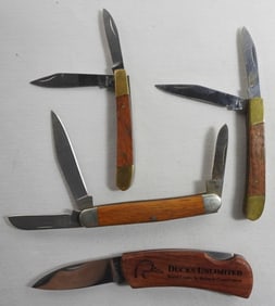 4 Wood Handle Pocket Knives