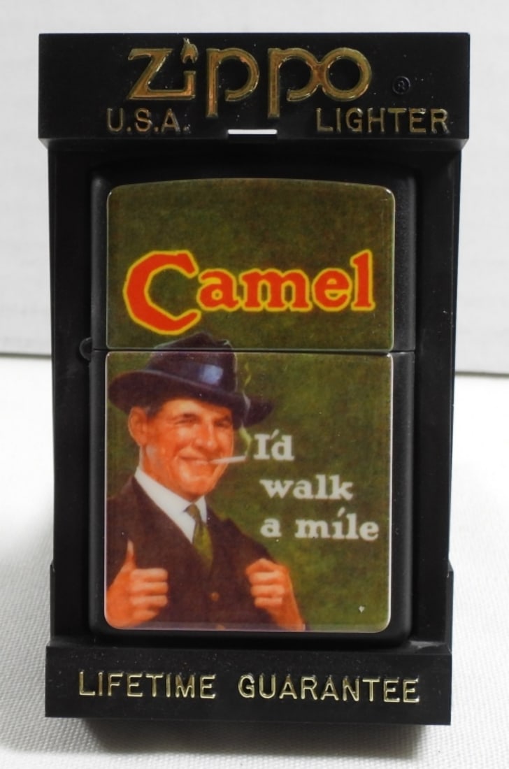 Unfired 1996 Camel Zippo: Unfired 1996 Camel Zippo in box.