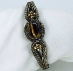Barbara Bixby 925 Tigers Eye Cuff Bracelet