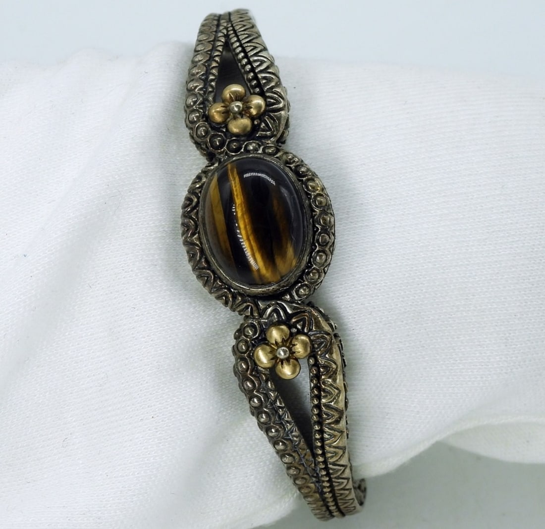 Barbara Bixby 925 Tigers Eye Cuff Bracelet