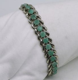 Sterling Bracelet with Emerald Gemstones