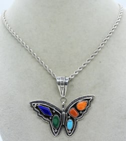 Southwest 925 Gemstone Butterfly Necklace