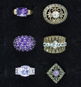 Amethyst & Blue Topaz Sterling Rings