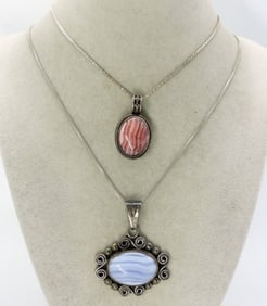 Blue Lace Agate & Pink Rhodochrosite 925