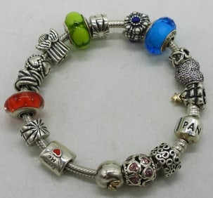 Sterling Pandora Bracelet with 16 Charms