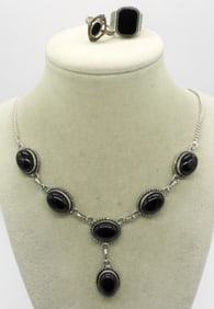 Black Onyx 925 Necklace & Rings