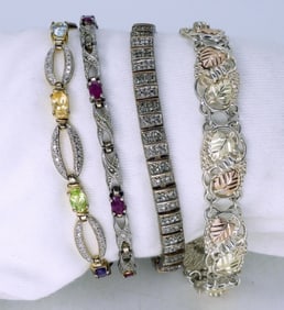 4 Sterling Gemstone Bracelets