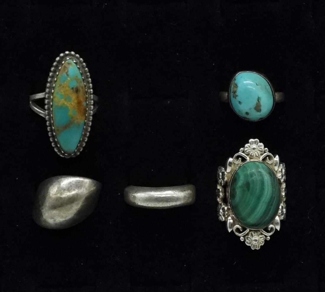 Turquoise & Malachite 925 Rings (1 of 2)