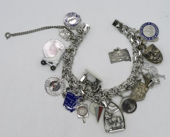 Vintage Sterling Charm Bracelet, 22 Charms