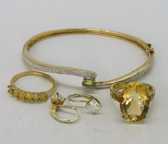 Gold Tone 925 Citrine, Peridot Set