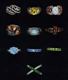 10 Sterling Fashion Gemstone Rings