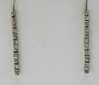 10k Yellow Gold Diamond Pierced Earrings