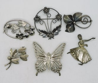 6 Brooches, Land & Denmark - 925
