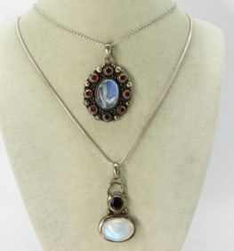 Moonstone & Garnet 925 Necklaces