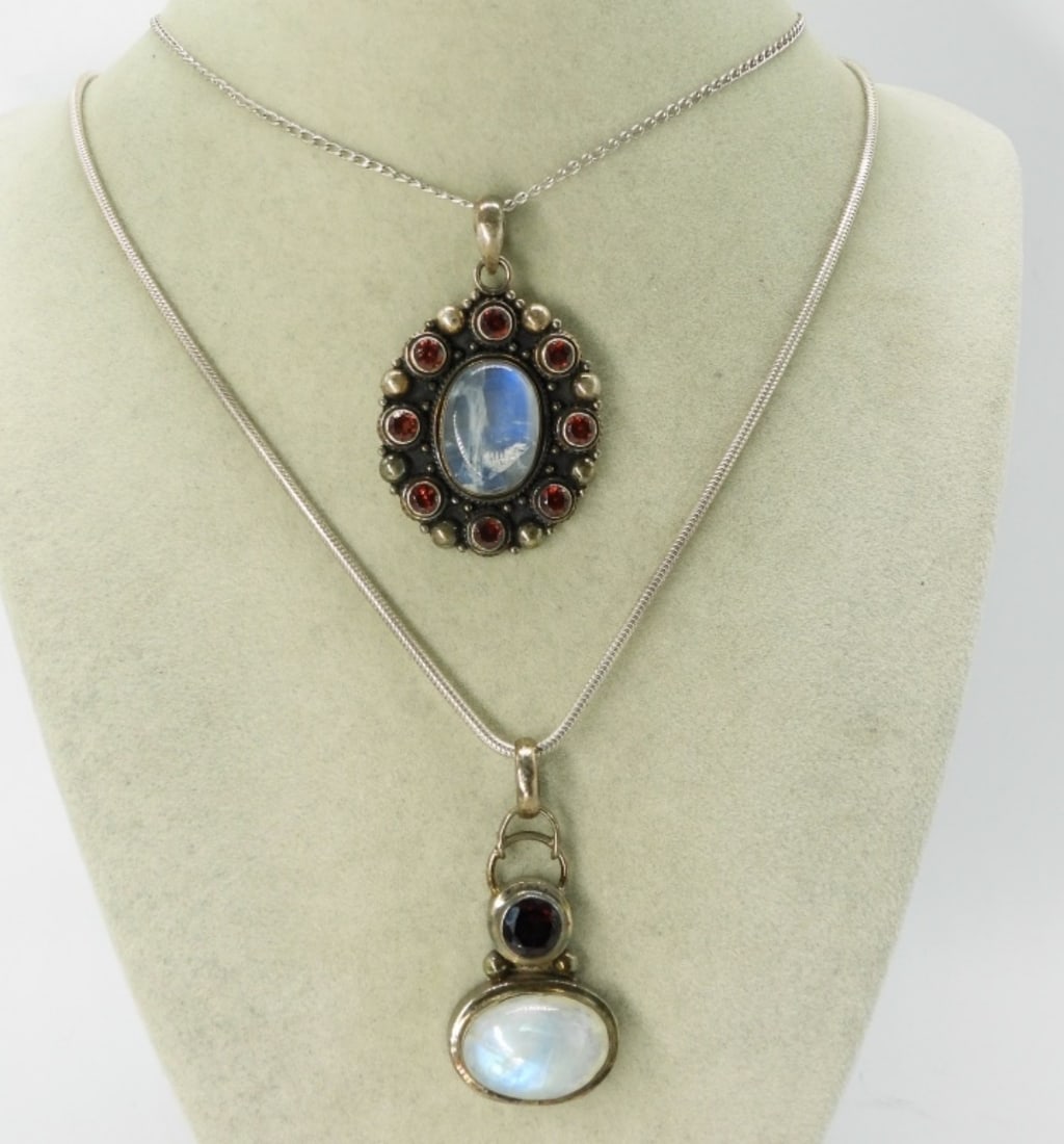 Moonstone & Garnet 925 Necklaces (1 of 2)