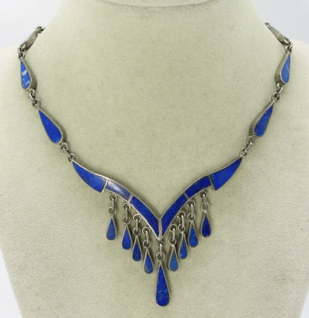 Vintage Sterling Lapis Lazuli Necklace (1 of 2)