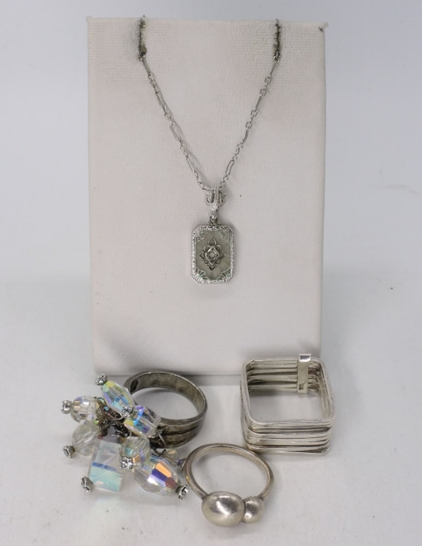 Camphor Glass 925 Necklace & Rings (1 of 1)