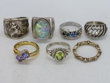 7 Sterling Gemstone Fashion Rings