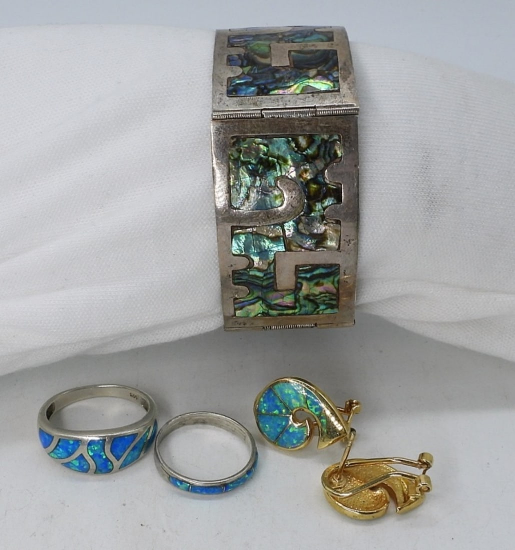 Opal & Abalone Rings, Earrings, Bracelet (1 of 2)