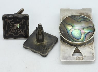 Abalone Mexico Money Clip & Cuff Links 925