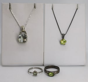 Peridot Sterling Necklace Ring Set & More
