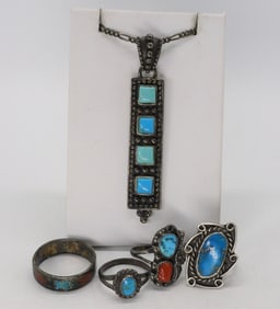 Sterling Turquoise Rings & Necklace