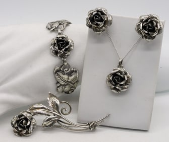 Sterling Rose Set, Necklace, Bracelet & More