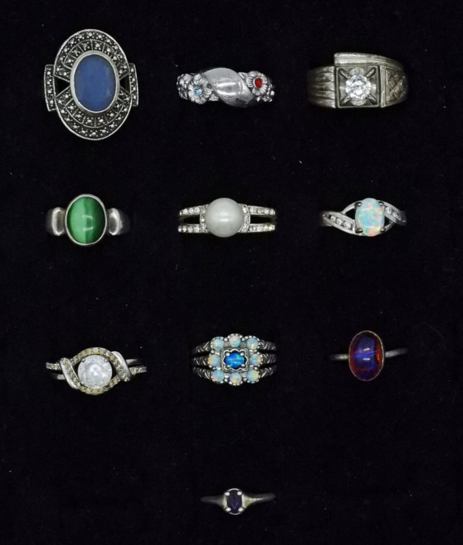 10 Sterling Fashion Gemstone Rings (1 of 2)