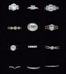 12 Sterling Bridal Style Rings