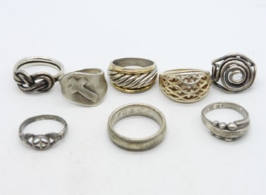 8 Sterling Fashion Rings