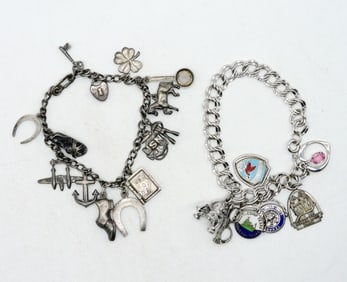 2 Vintage 925 Charm Bracelets
